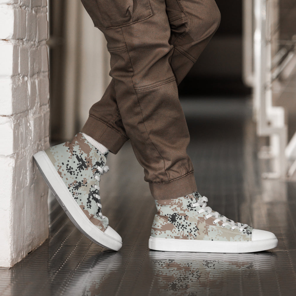 Thailand Darfur Desert Digital CAMO Men’s high top canvas shoes - White / 5 - Mens High Top Canvas Shoes