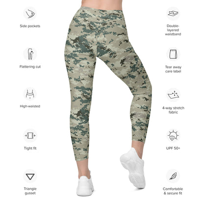 Thailand Navy Digital CAMO Leggings with pockets - Womens With Pockets