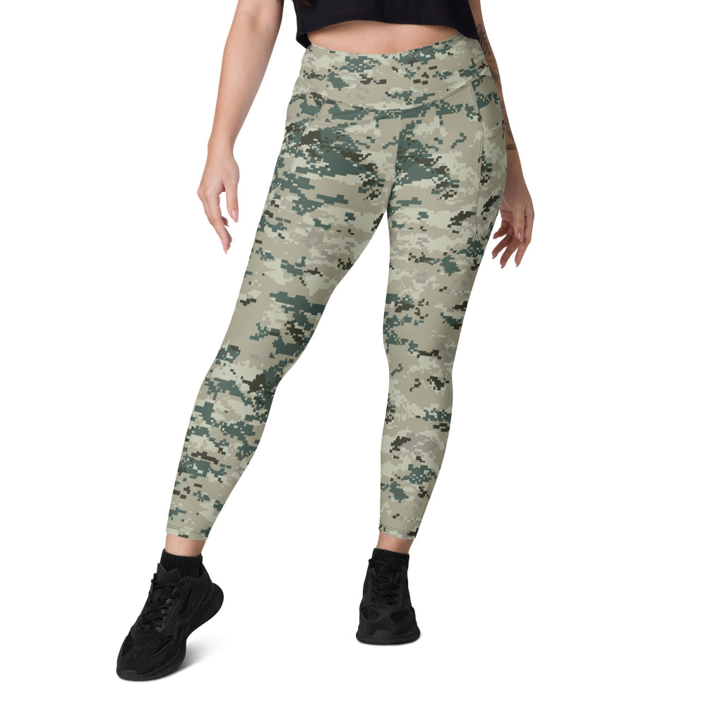 Thailand Navy Digital CAMO Leggings with pockets - Womens With Pockets