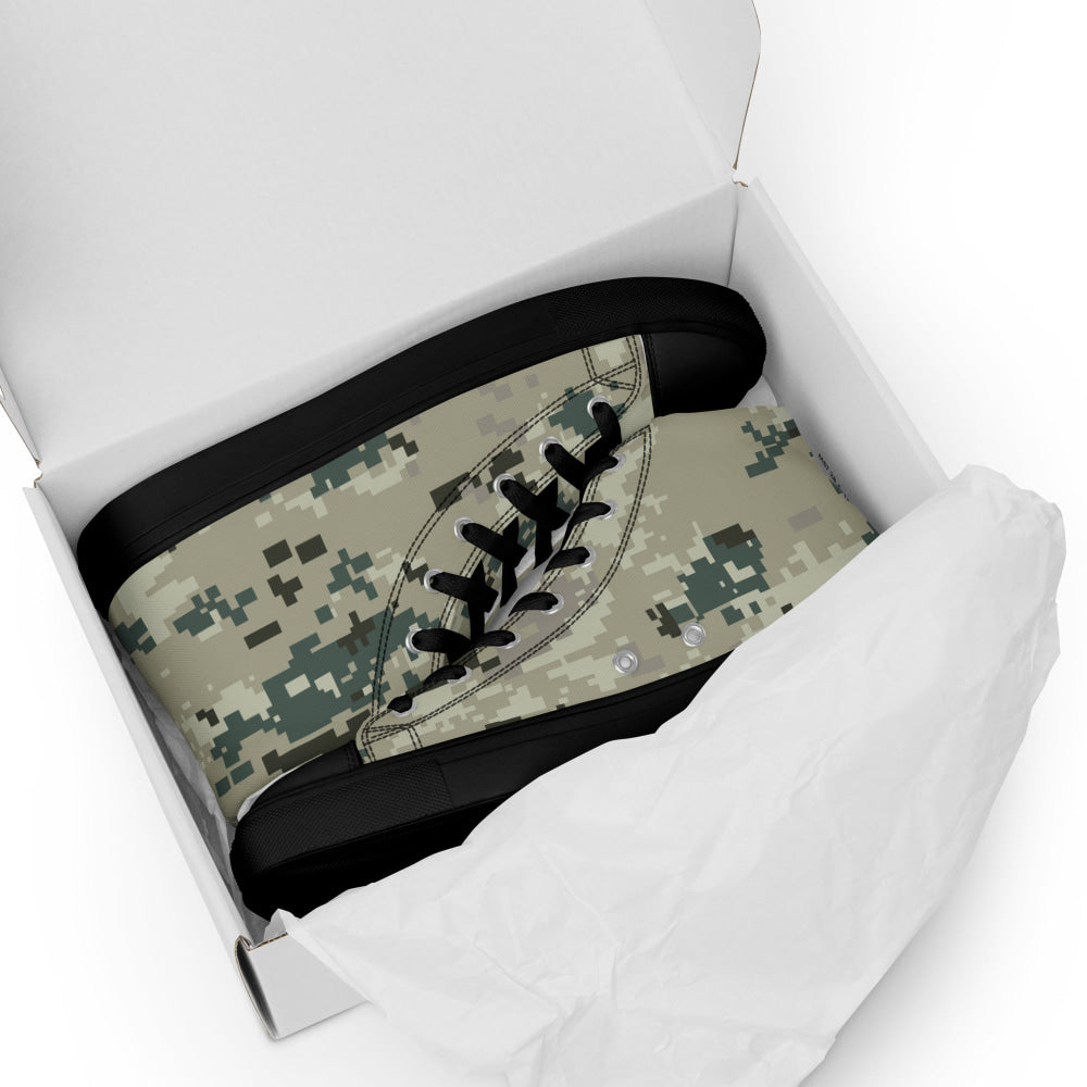 Thailand Navy Digital CAMO Men’s high top canvas shoes - Mens High Top Canvas Shoes