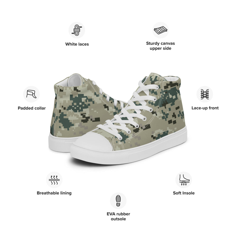 Thailand Navy Digital CAMO Men’s high top canvas shoes - Mens High Top Canvas Shoes