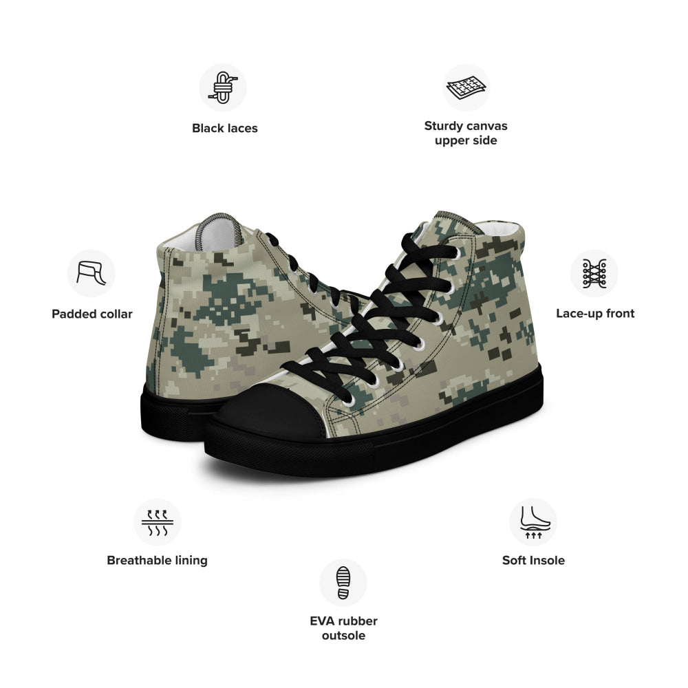 Thailand Navy Digital CAMO Men’s high top canvas shoes - Mens High Top Canvas Shoes