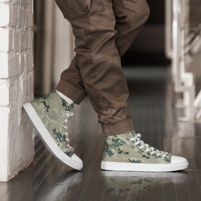 Thailand Navy Digital CAMO Men’s high top canvas shoes - White / 5 - Mens High Top Canvas Shoes