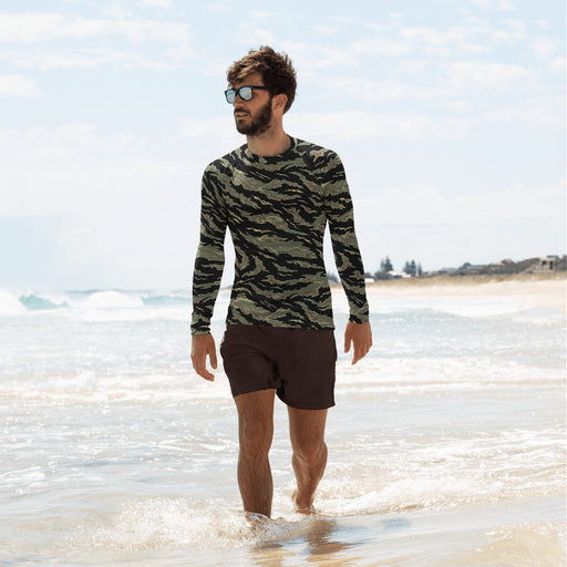 Tiger Stripe Tadpole CAMO Mens Long-sleeve Rash Guard - XS