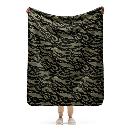 Tiger Stripe Tadpole CAMO Sherpa Blanket - 50″×60″