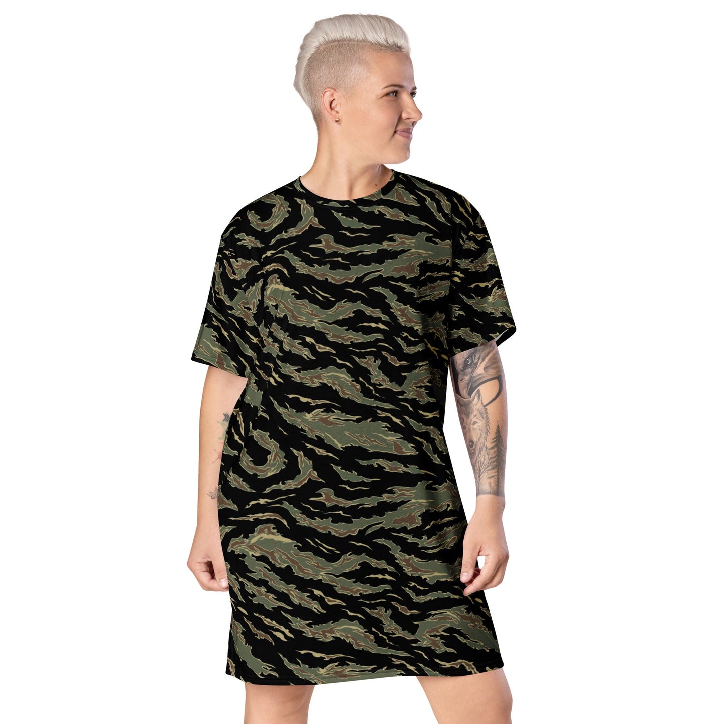 Thailand “Tadpole” (TSP) Tiger Stripe CAMO T-shirt dress - 2XS - Womens T-Shirt Dresses