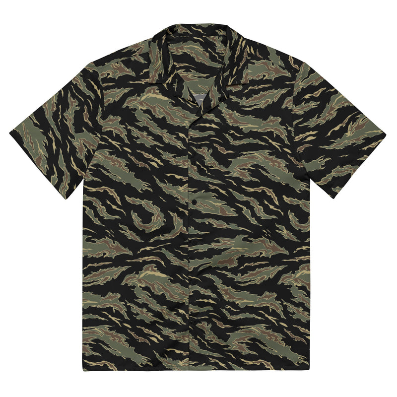 Tiger Stripe Tadpole CAMO Unisex Short-Sleeve Button Shirt - 2XS - Button-Up
