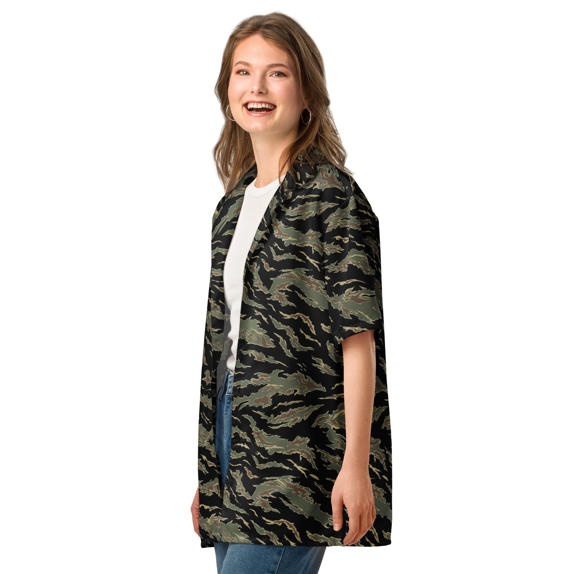 Thailand “Tadpole” (TSP) Tiger Stripe CAMO Unisex Short-Sleeve Button Shirt