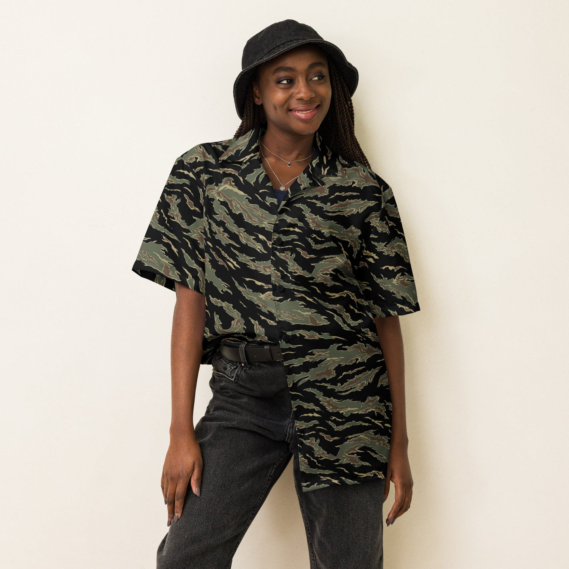 Thailand “Tadpole” (TSP) Tiger Stripe CAMO Unisex Short-Sleeve Button Shirt