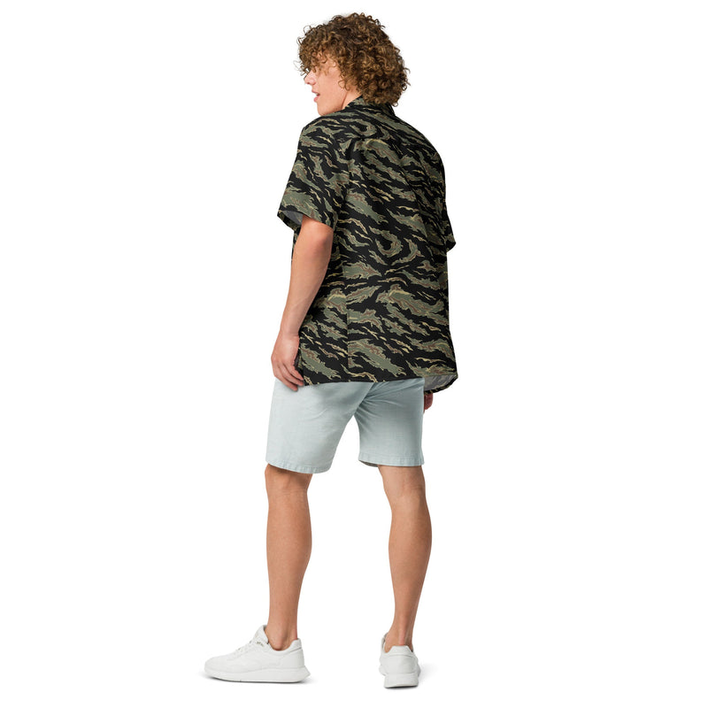 Tiger Stripe Tadpole CAMO Unisex Short-Sleeve Button Shirt - Button-Up
