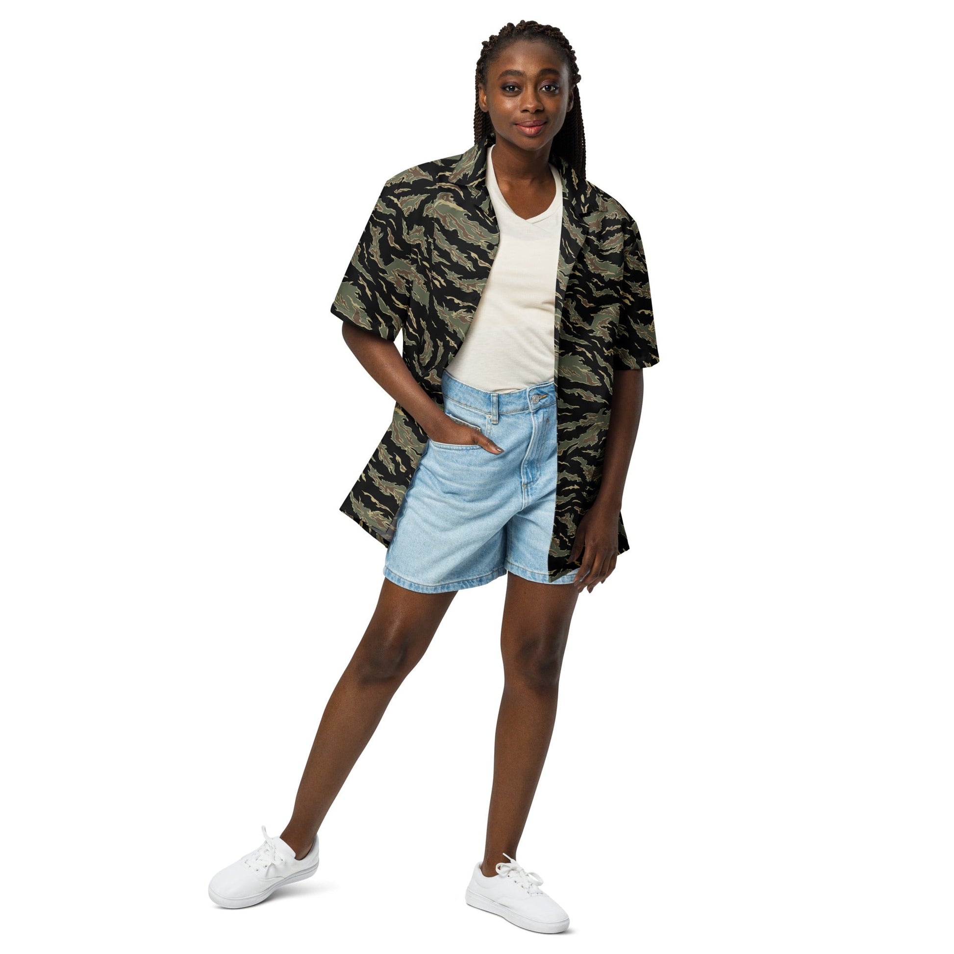 Thailand “Tadpole” (TSP) Tiger Stripe CAMO Unisex Short-Sleeve Button Shirt
