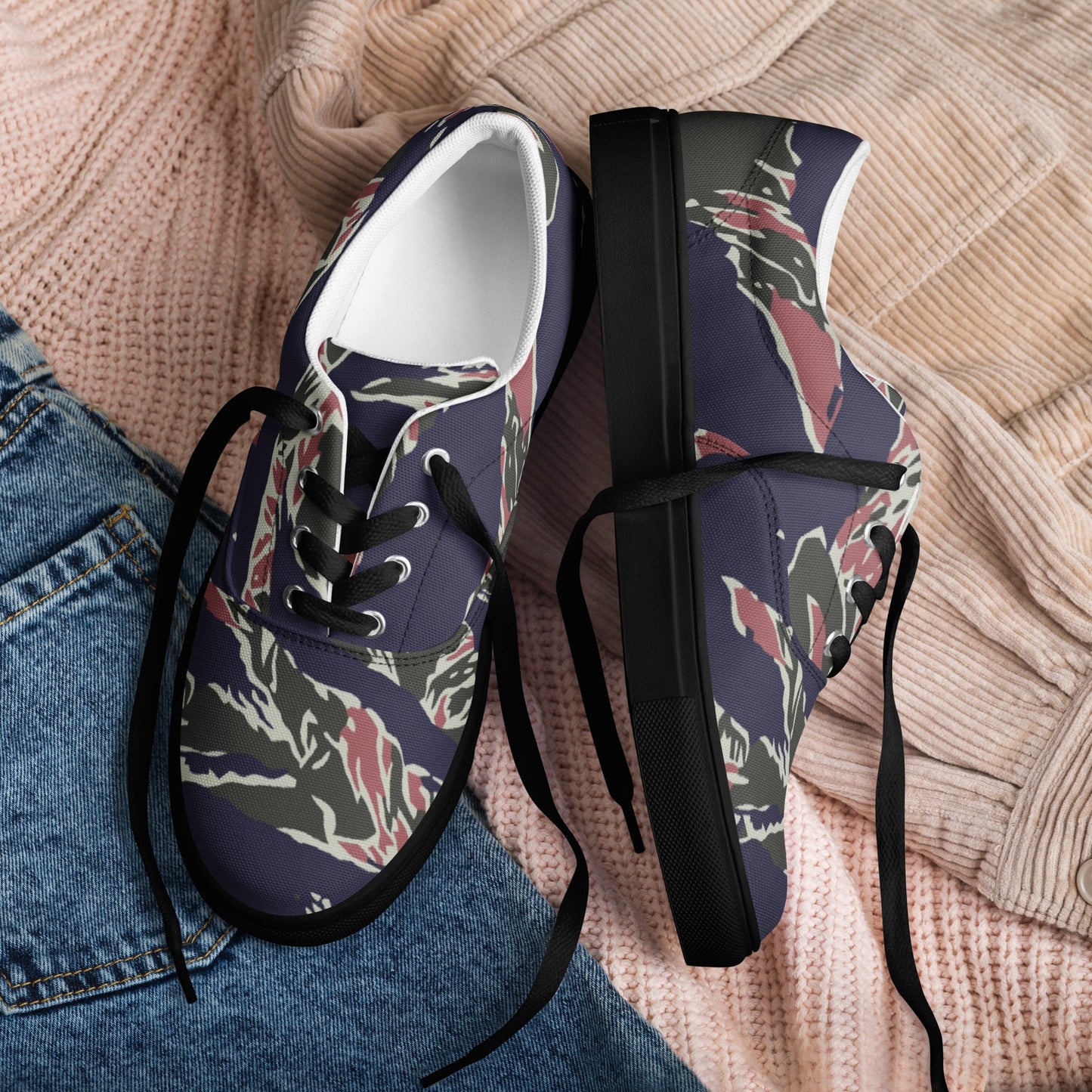 Thailand Tiger Stripe CAMO Mens Lace-Up Canvas Shoes - Lace-up