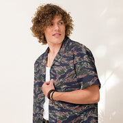 Tiger Stripe Siam Shadow CAMO Unisex Short-Sleeve Button Shirt - 2XS - Button-Up