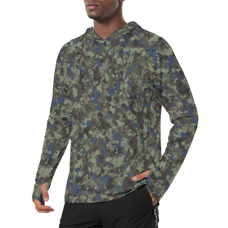 Future Front CAMO Mens Sunscreen Sports Hoodie With Thumb Holes - S / White