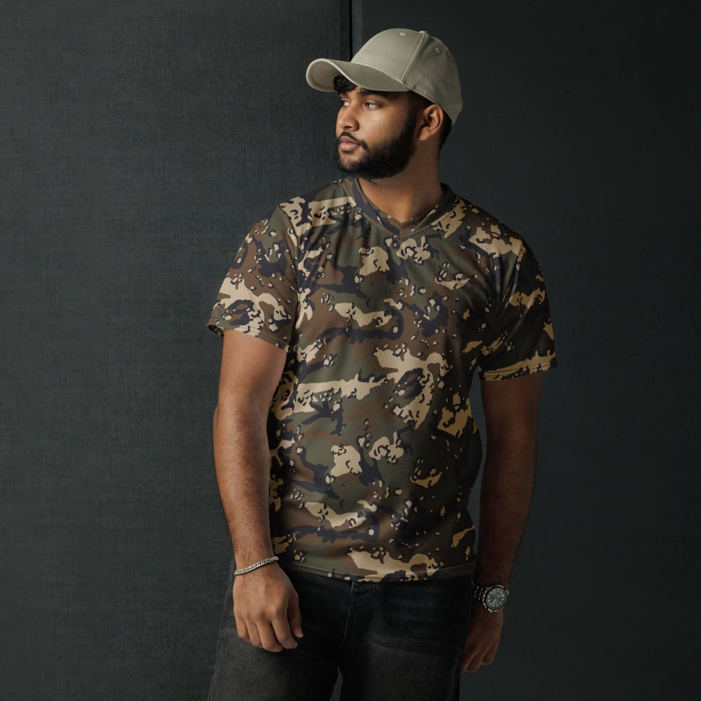 Thermoball Chocolate Chip Woodland CAMO unisex sports jersey