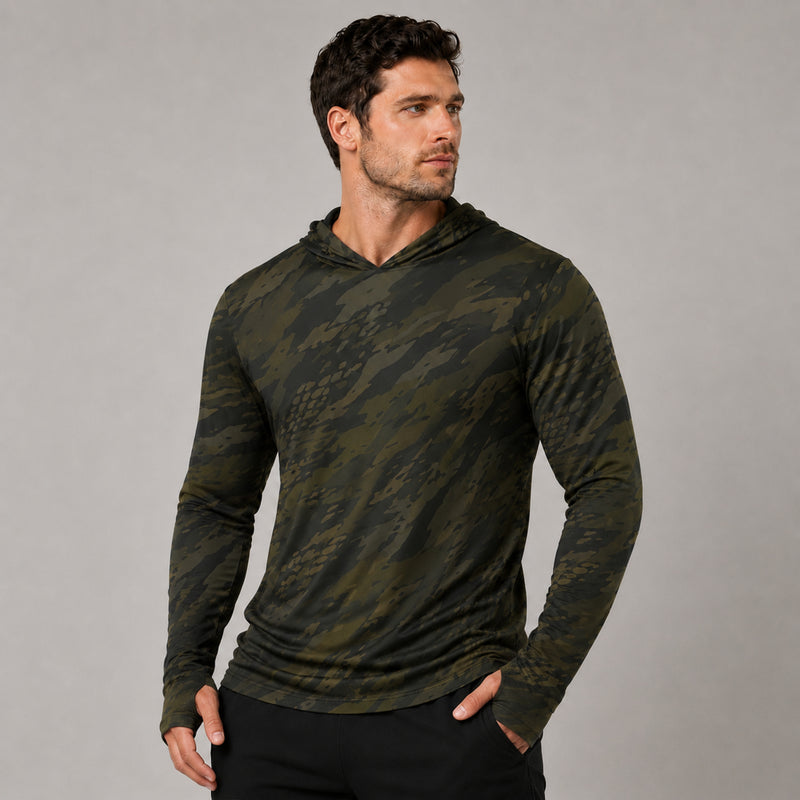 Third Option Ground Branch CAMO Mens Sunscreen Sports Hoodie With Thumb Holes - S / White