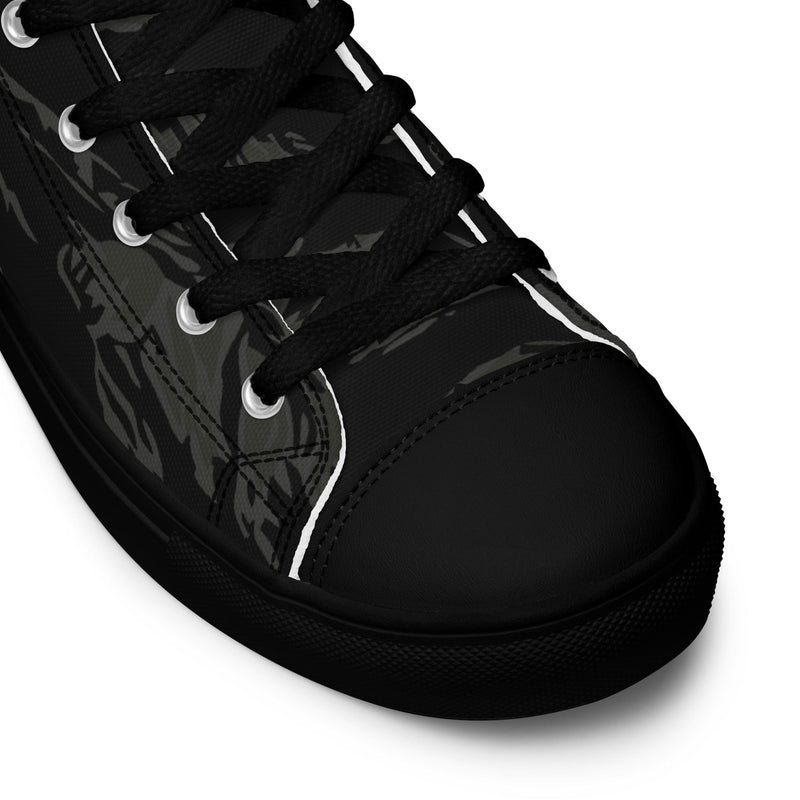Tiger Stripe Black Shadow CAMO Mens High-Top Canvas Shoes