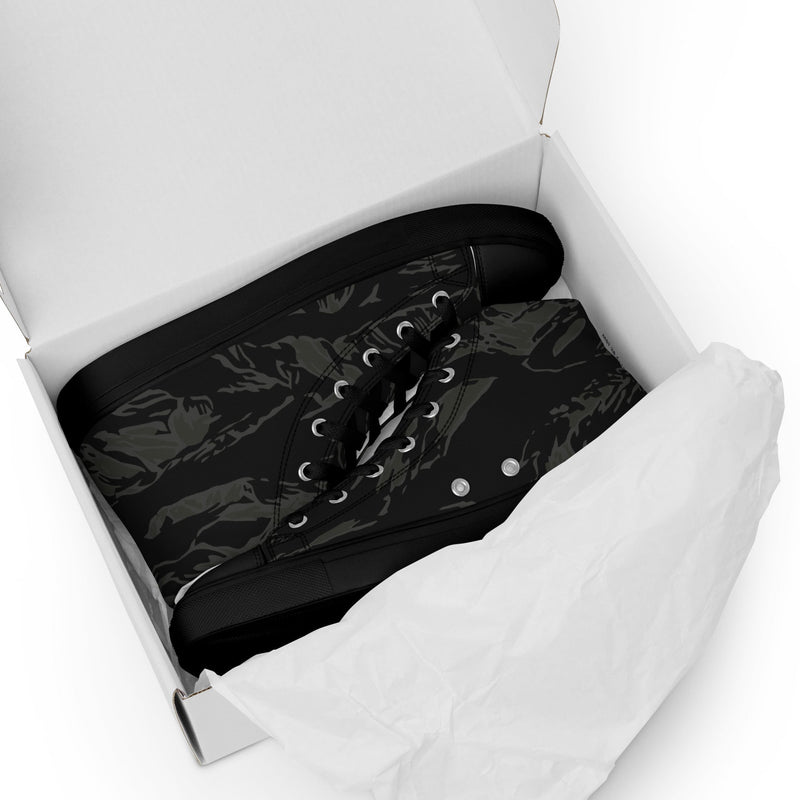Tiger Stripe Black Shadow CAMO Mens High-Top Canvas Shoes