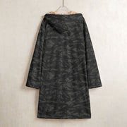 Tiger Stripe Black Shadow CAMO Men’s Horn Button Long Fleece Coat - Jacket