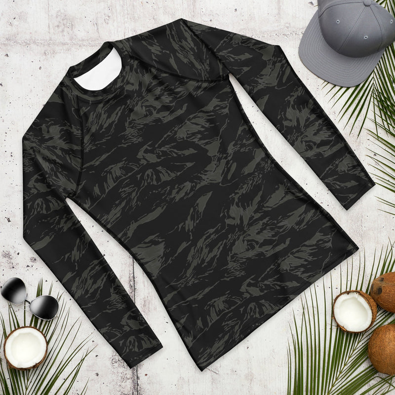 Tiger Stripe Black Shadow CAMO Mens Long-Sleeve Rash Guard - LS