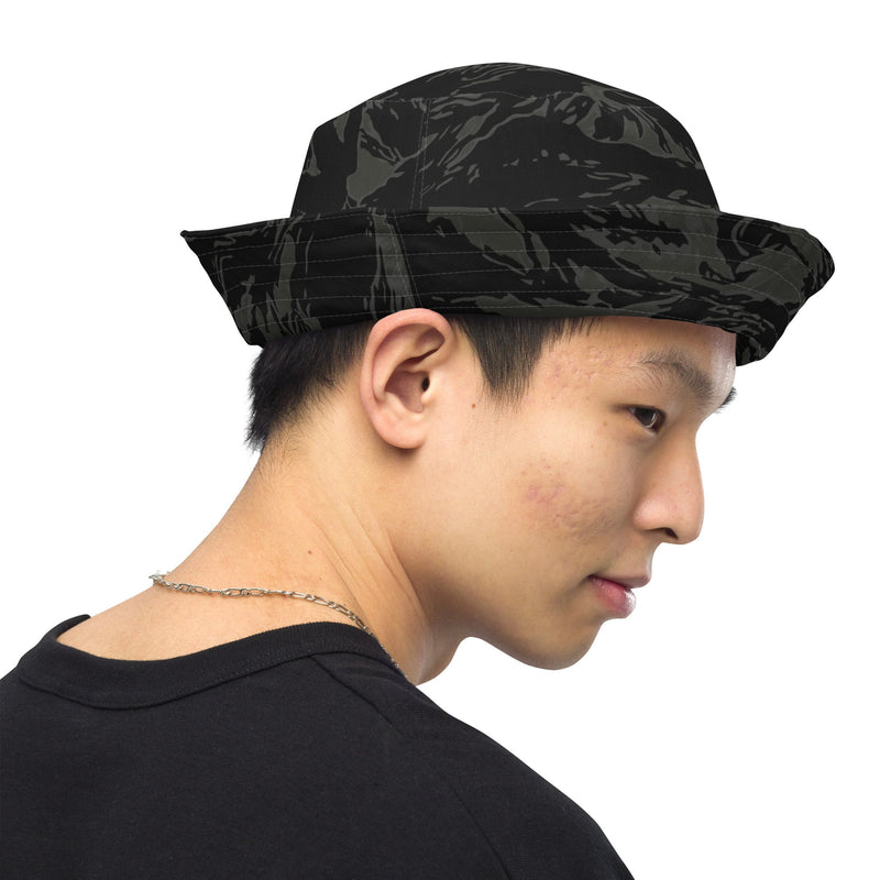 Tiger Stripe Black Shadow CAMO Reversible Bucket Hat - Head
