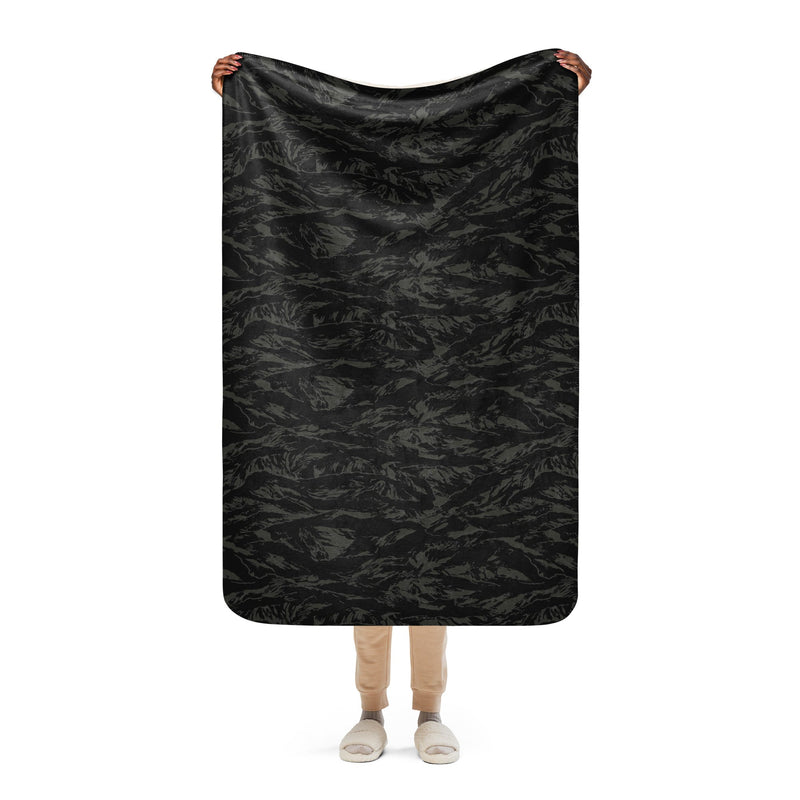 Tiger Stripe Black Shadow CAMO Sherpa Blanket - 37″×57″