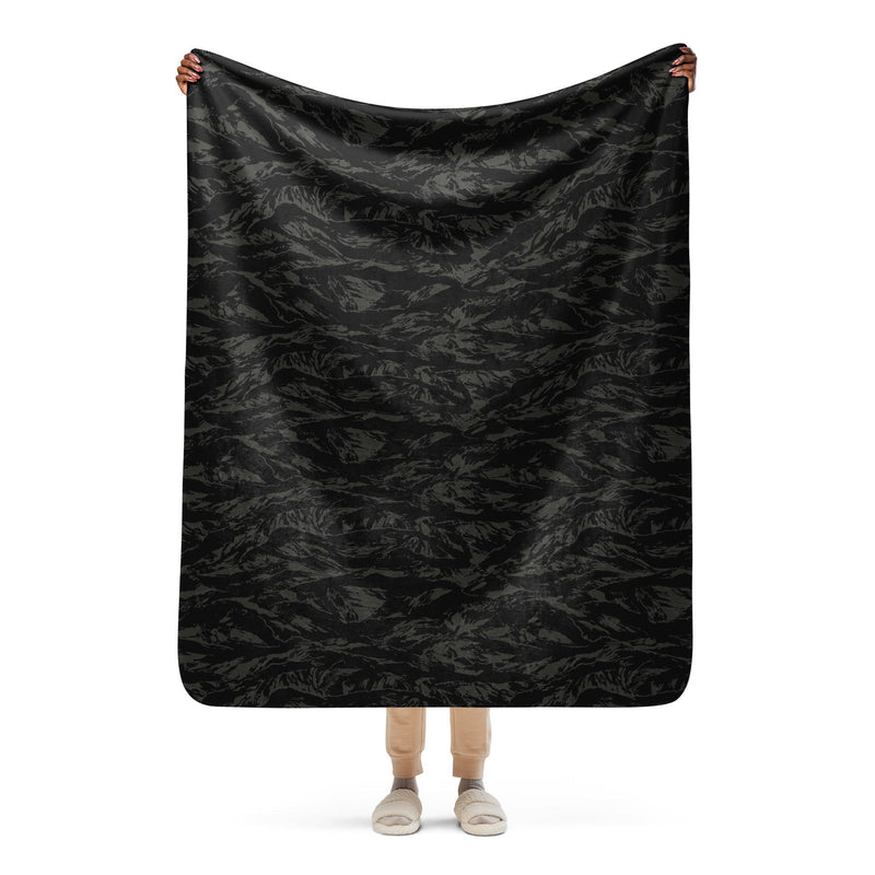 Tiger Stripe Black Shadow CAMO Sherpa Blanket - 50″×60″