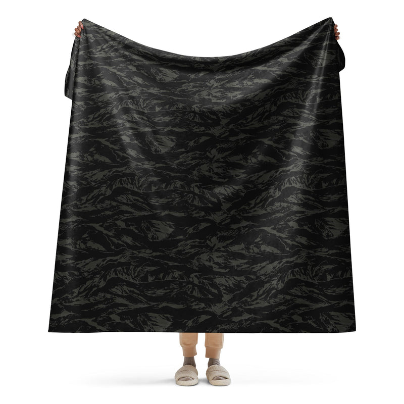 Tiger Stripe Black Shadow CAMO Sherpa Blanket - 60″×80″