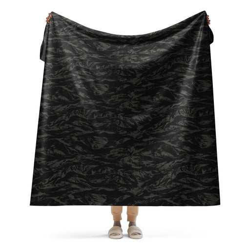 Tiger Stripe Black Shadow CAMO Sherpa Blanket - 60″×80″