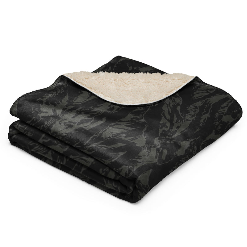 Tiger Stripe Black Shadow CAMO Sherpa Blanket