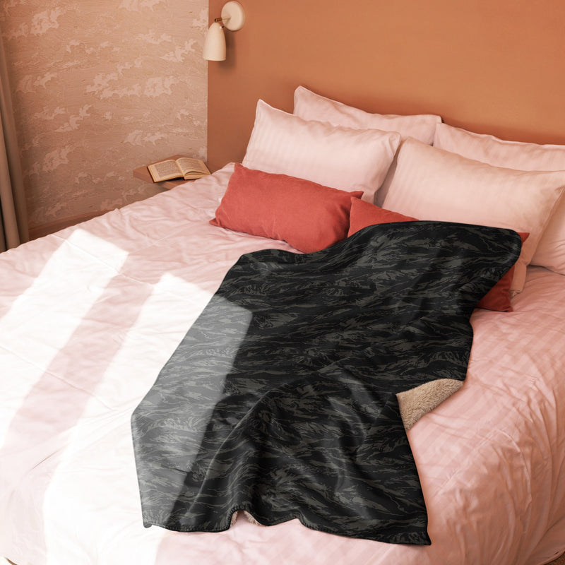 Tiger Stripe Black Shadow CAMO Sherpa Blanket