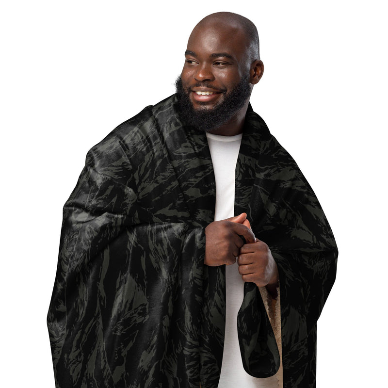 Tiger Stripe Black Shadow CAMO Sherpa Blanket