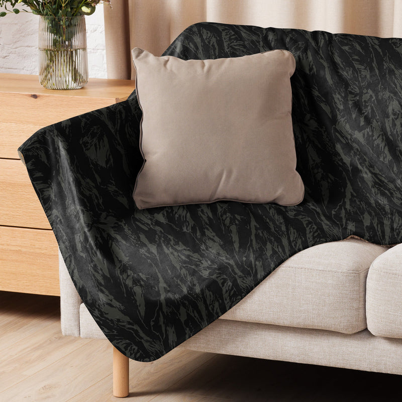 Tiger Stripe Black Shadow CAMO Sherpa Blanket