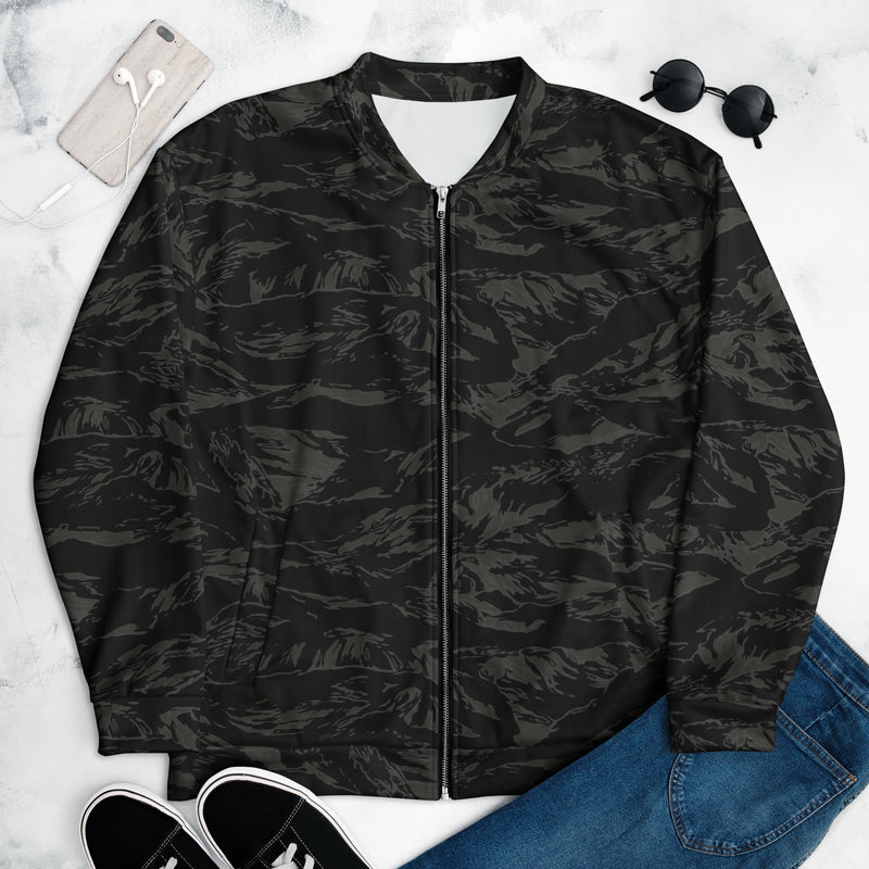 Tiger Stripe Black Shadow CAMO Unisex Bomber Jacket - XS