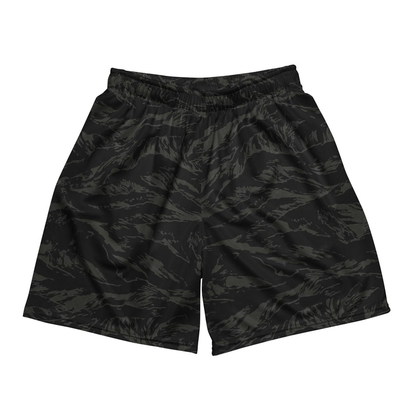 Tiger Stripe Black Shadow CAMO Unisex Mesh Shorts - 2XS