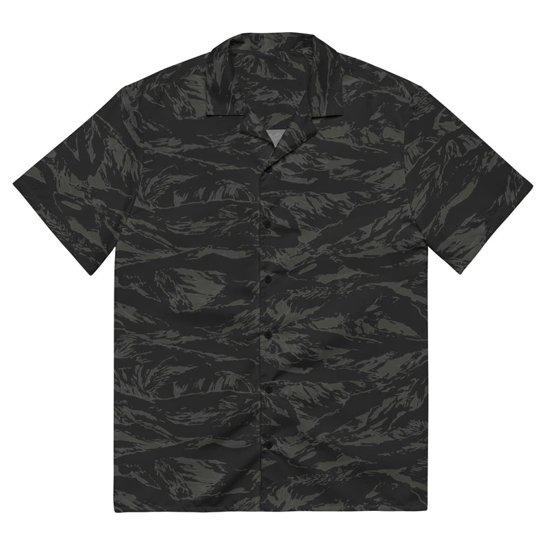 Tiger Stripe Black Shadow CAMO Unisex Short-Sleeve Button Shirt - 2XS - Button-Up