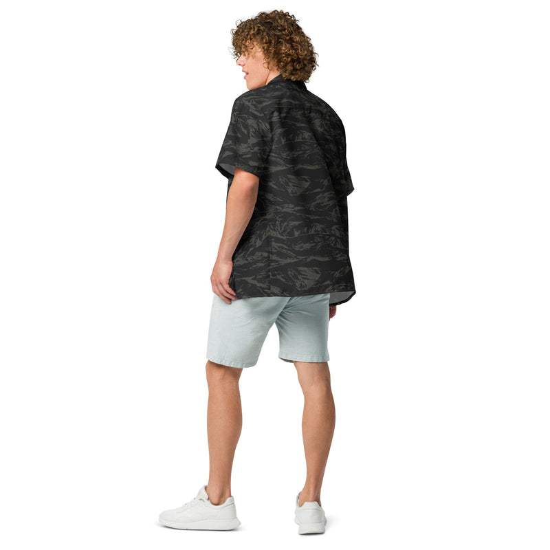 Tiger Stripe Black Shadow CAMO Unisex Short-Sleeve Button Shirt - Button-Up