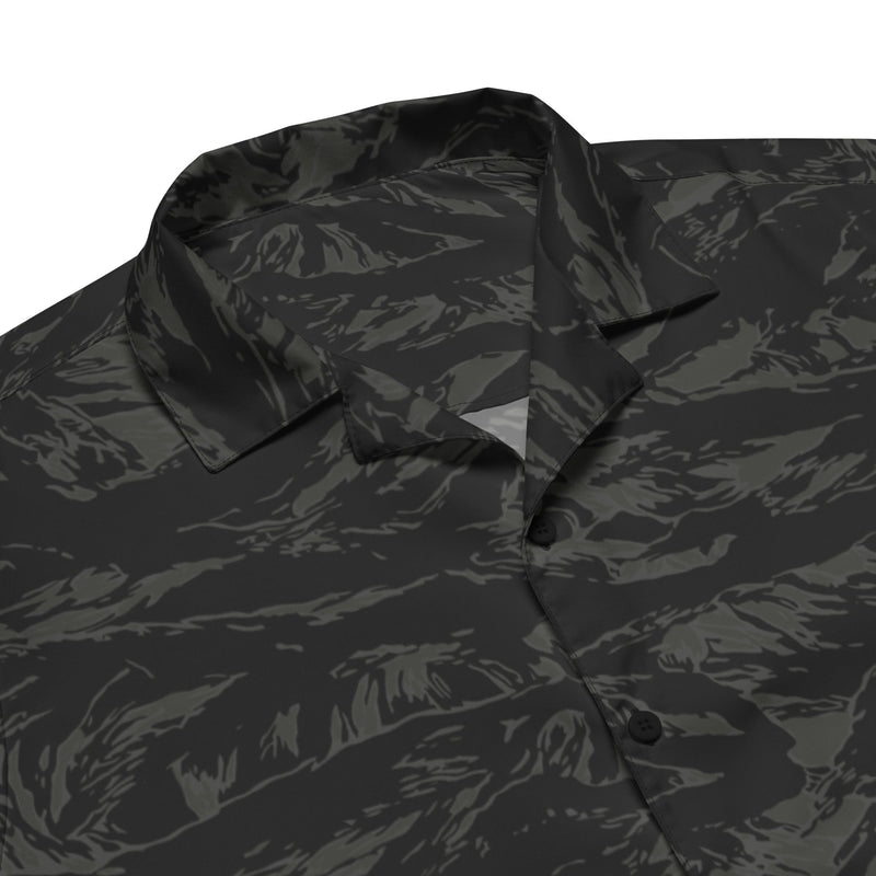Tiger Stripe Black Shadow CAMO Unisex Short-Sleeve Button Shirt - Button-Up