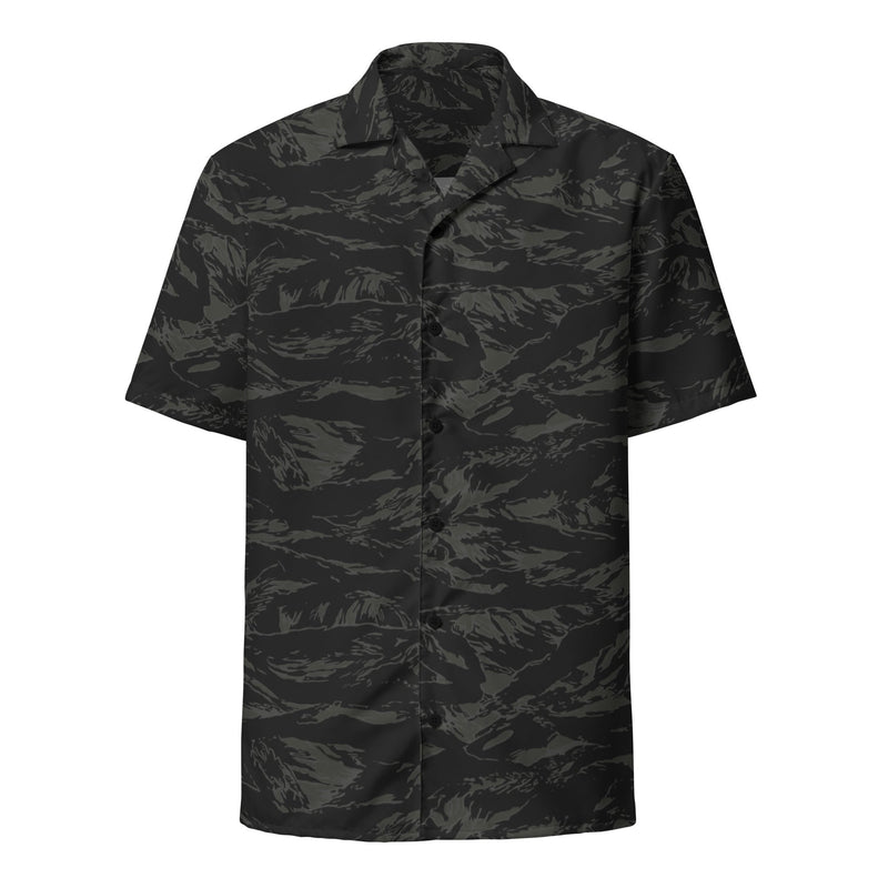 Tiger Stripe Black Shadow CAMO Unisex Short-Sleeve Button Shirt - Button-Up