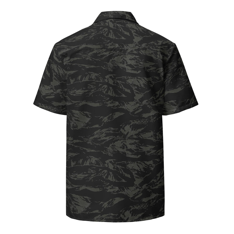 Tiger Stripe Black Shadow CAMO Unisex Short-Sleeve Button Shirt - Button-Up