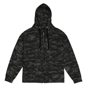 Tiger Stripe Black Shadow CAMO Unisex Zip Hoodie - 2XS