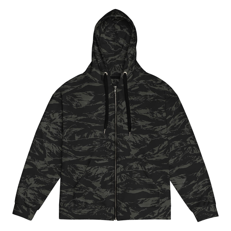 Tiger Stripe Black Shadow CAMO Unisex Zip Hoodie - 2XS