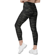 Tiger Stripe Black Shadow CAMO Womens Leggings with Pockets - Women