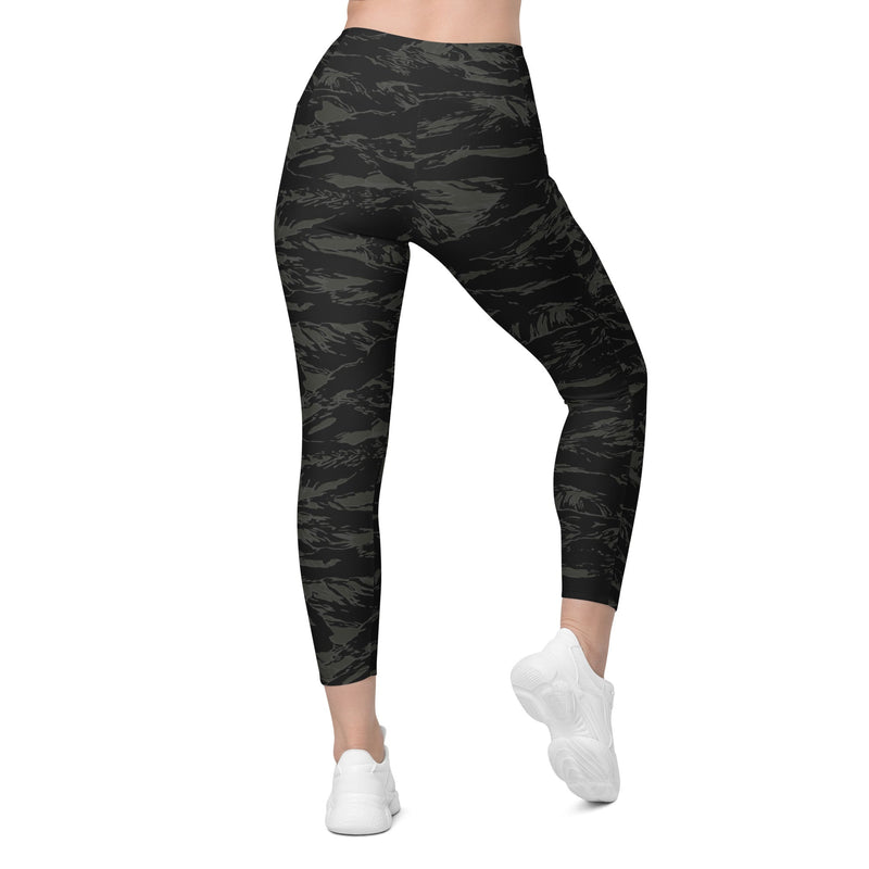 Tiger Stripe Black Shadow CAMO Womens Leggings with Pockets - Women