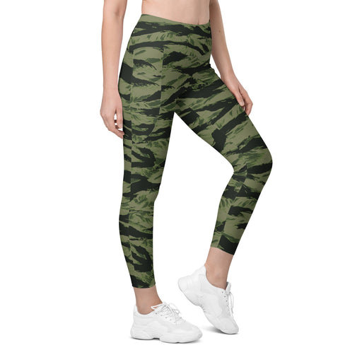 Tiger Stripe Boreal Shadow CAMO Womens Leggings with Pockets - 2XS - Women