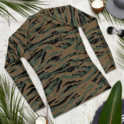 Tiger Stripe Marine Experimental Woodland CAMO Mens Long-Sleeve Rash Guard - LS
