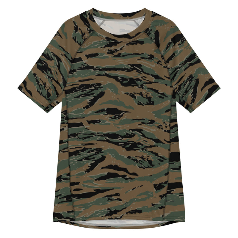 Tiger Stripe Marine Experimental Woodland CAMO Mens Short-Sleeve Rash Guard - 2XS - SS