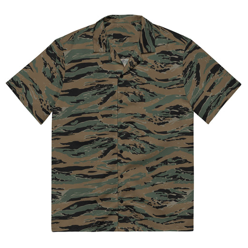 Tiger Stripe Marine Experimental Woodland CAMO Unisex Short-Sleeve Button Shirt - 2XS - Button-Up