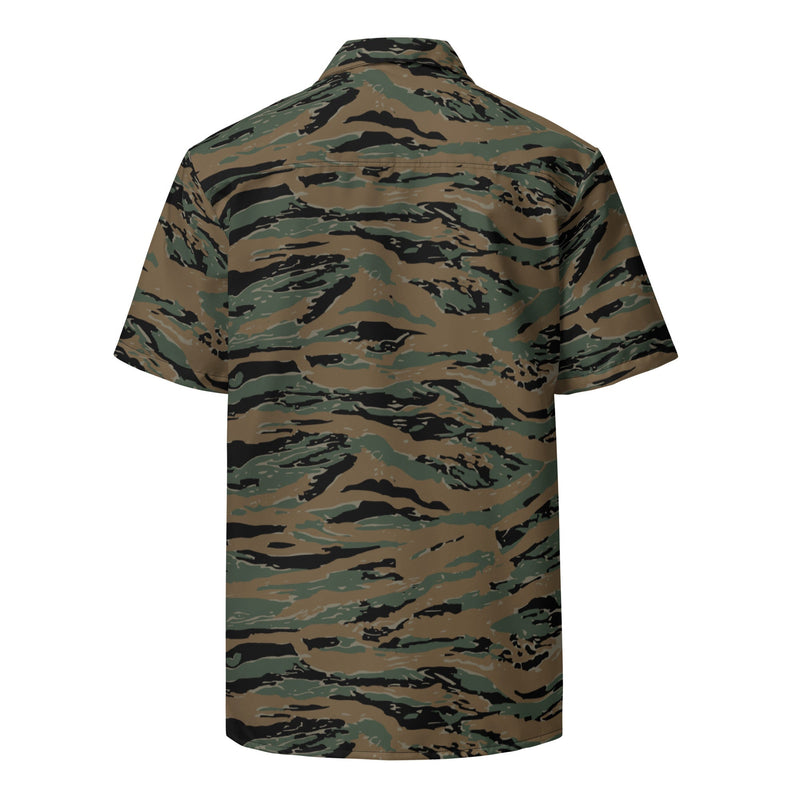 Tiger Stripe Marine Experimental Woodland CAMO Unisex Short-Sleeve Button Shirt - Button-Up