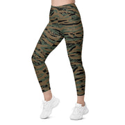 Tiger Stripe Marine Experimental Woodland CAMO Womens Leggings with Pockets - Women